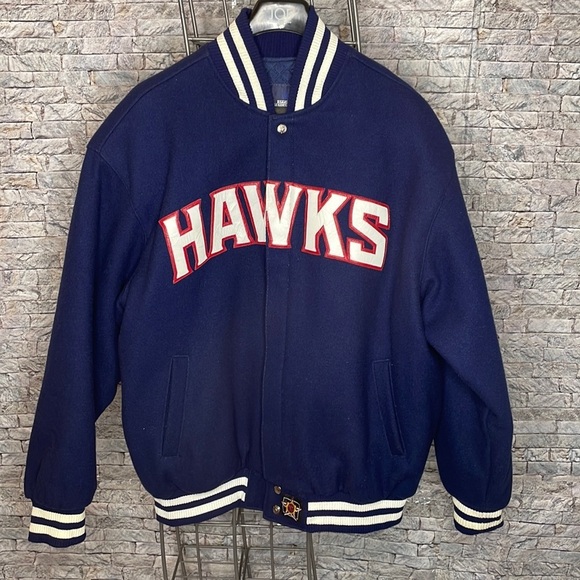 🔥🔥🔥ATL HAWKS VINTAGE WOOL BOMBER JACKET W Leather Lettering Size: XXL🥶🔥🔥🔥 - Picture 1 of 17